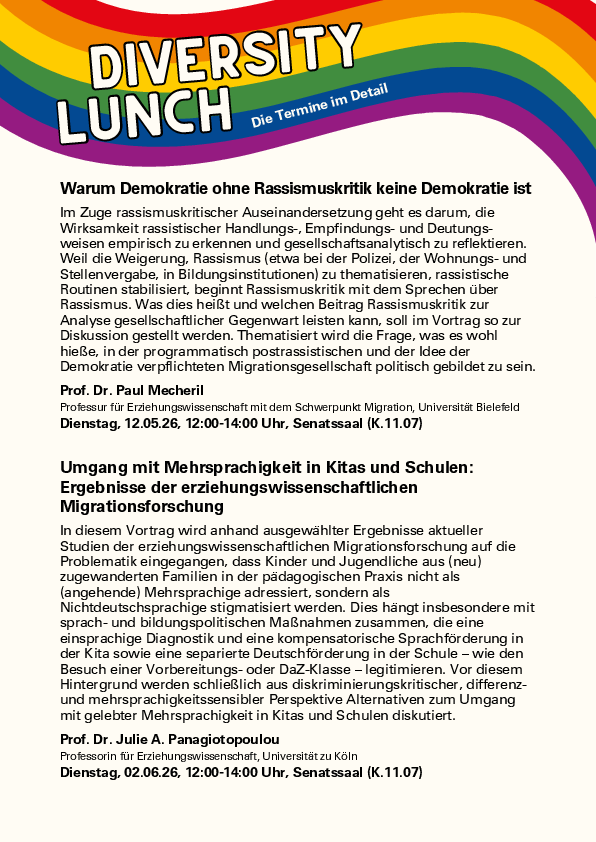 Plakat zum Diversity Lunch Seite 2. Alle enthaltenen Informationen befinden sich im Akkordeon-Element unter diesem Bild.