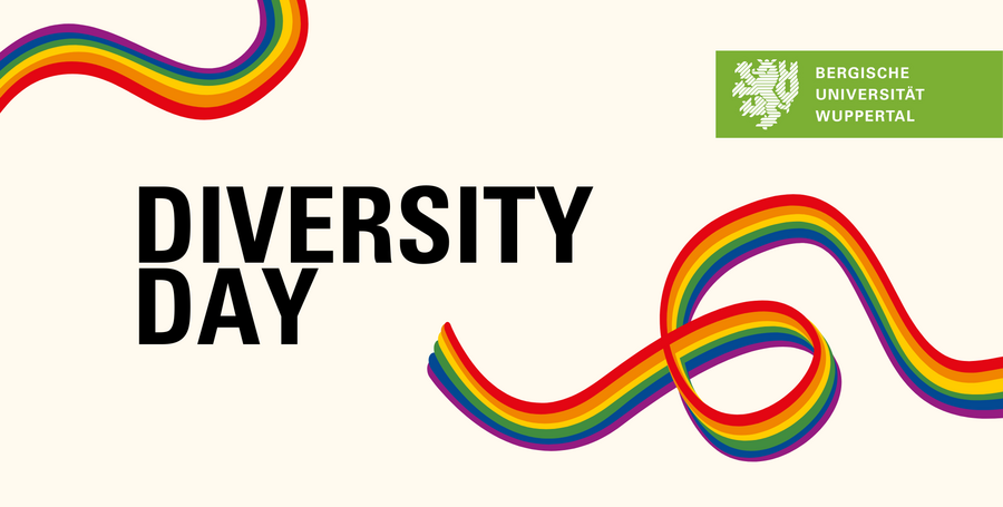 Diversity Day. Regenbogenschlangen. Logo Bergische Universität Wuppertal.
